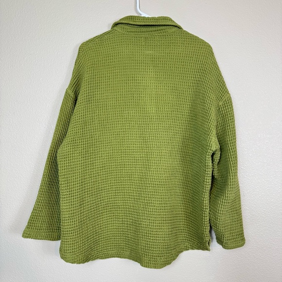 PAPER LABEL Lanca Waffle Knit shacket jacket Button down in moss large A - Picture 4 of 12